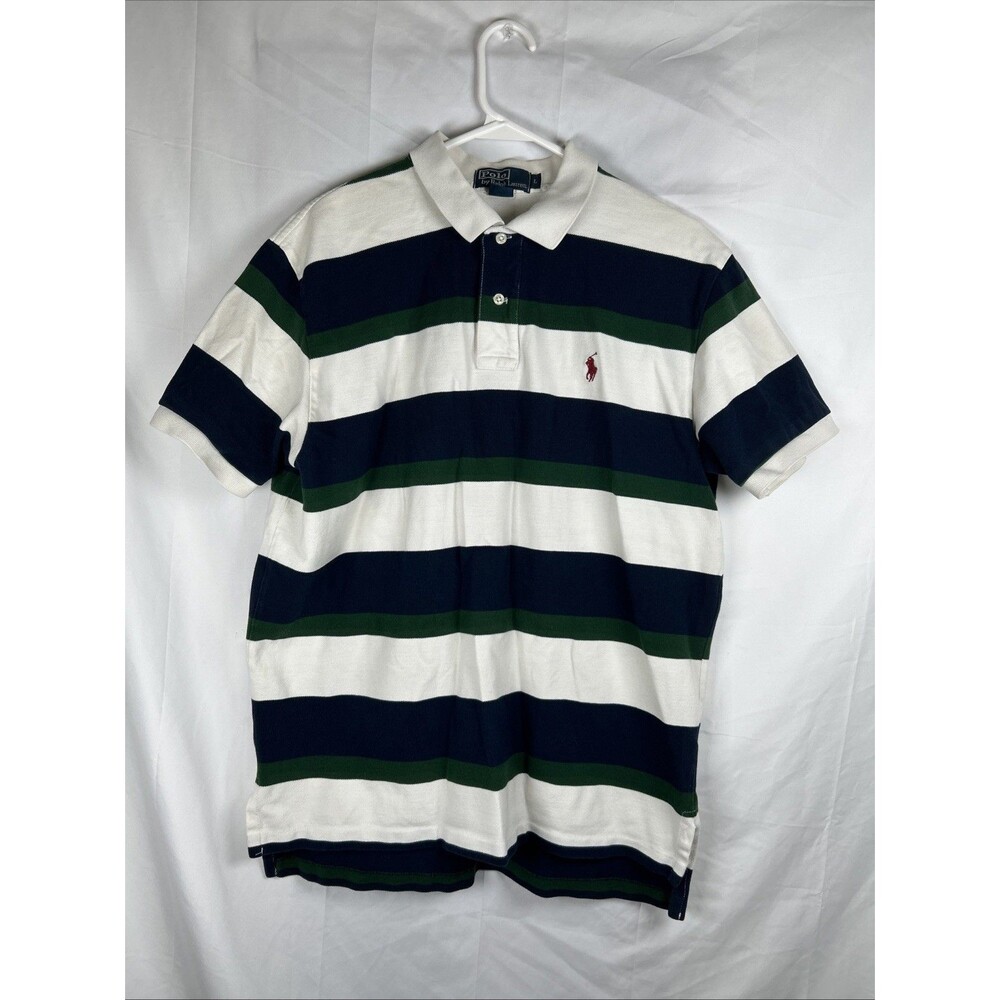 Vtg Polo By Ralph Lauren Polo Shirt Men's XL Striped Blue White Green 90’s